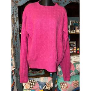 VINTAGE 80's POLO RALPH LAUREN PINK CASHMERE CABLED SWEATER 46 MEN'S UNISEX